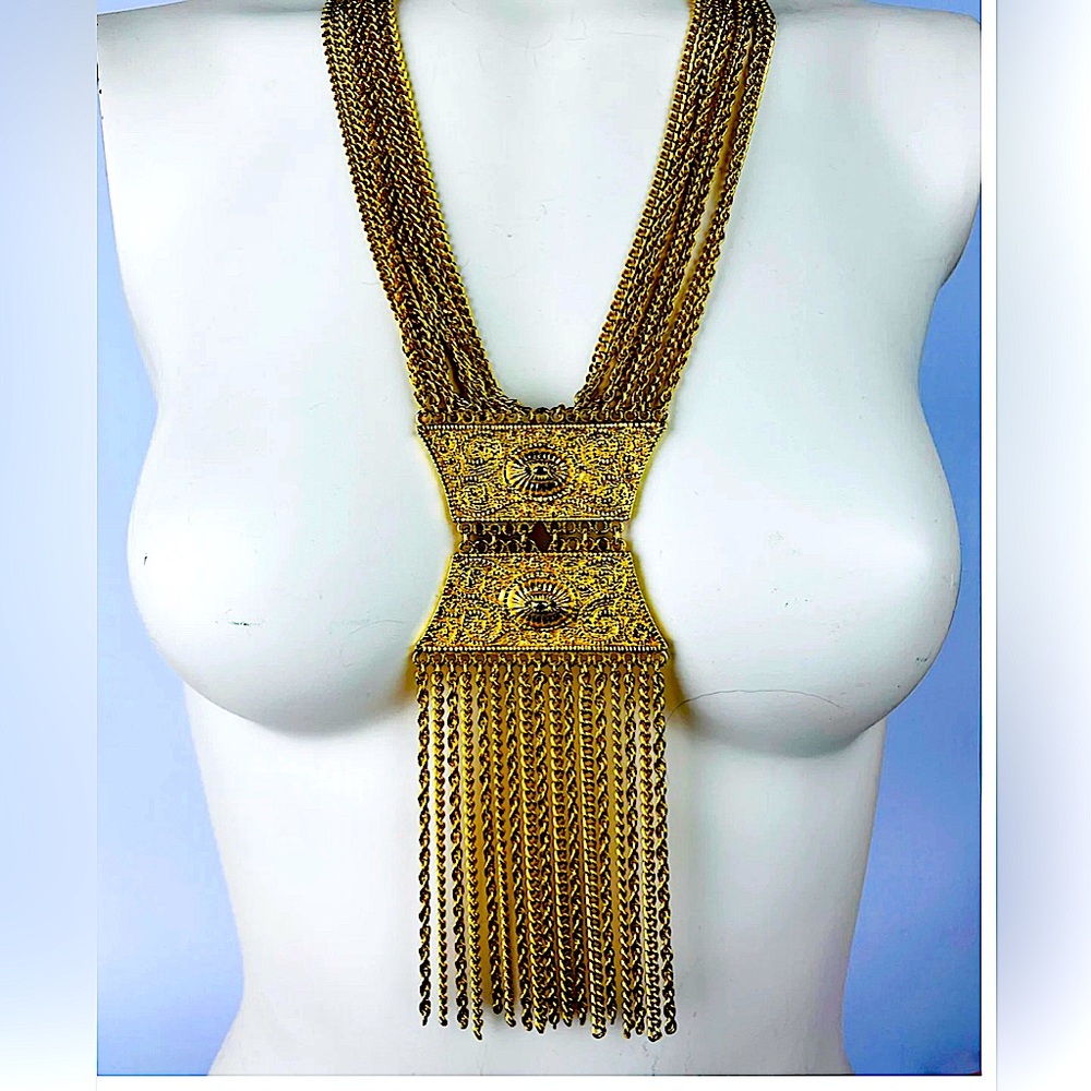 Vintage Goldette Egytian Revival Pendant Necklace